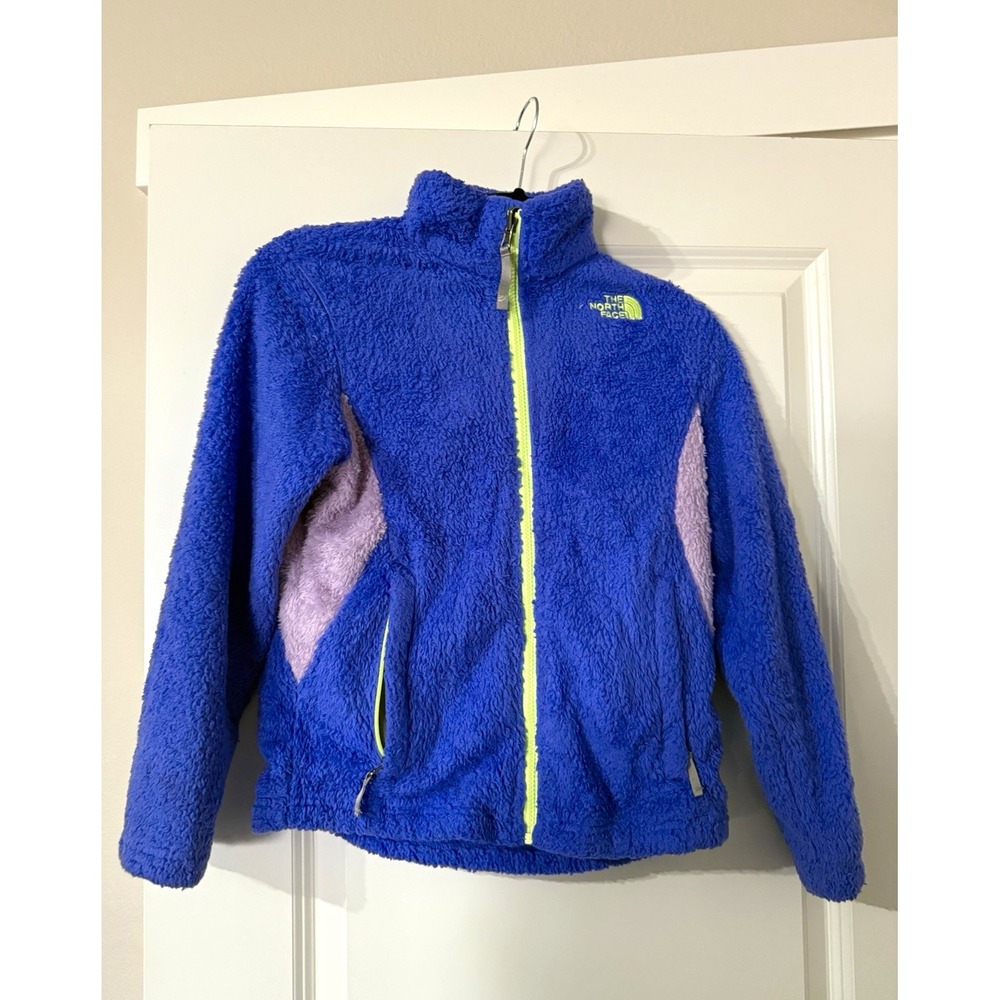 The North Face Girls Fleece Full-Zip Jacket Blue/Purple/Green Logo M 10/12